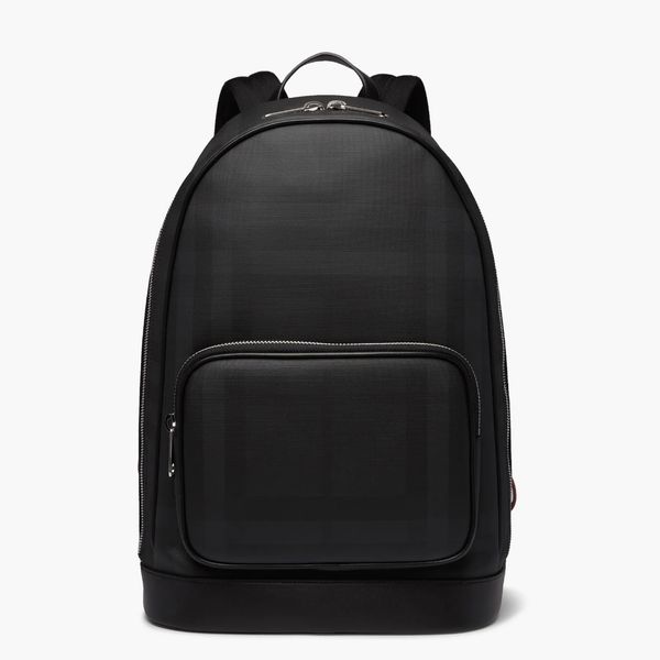 Burberry Leather-Trimmed Checked Coated-Canvas Backpack