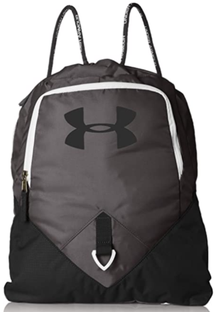 This is an image of boy's armour sackpack in black and white colors