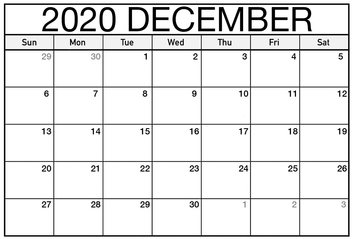 Calendar December 2020 Word