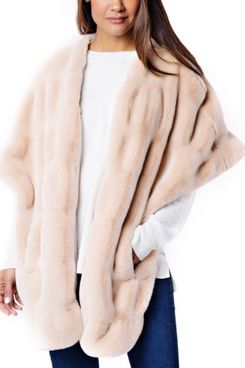 Donna Salyers Fabulous Furs Rosé Mink Couture Faux Fur Pocket Shrug