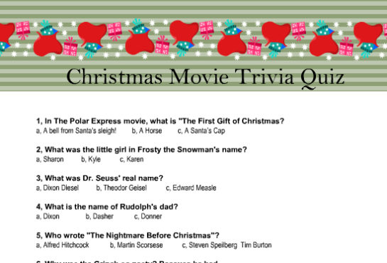 Free Printable Christmas Movie Trivia Quiz - Christmas The Little List : Christmas Inspiration